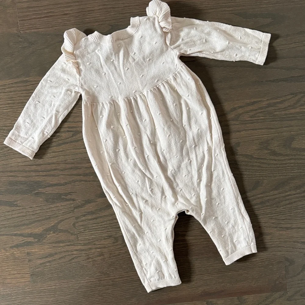 Carter’s Cream Baby Romper with Ruffle Sleeves | 6 Months